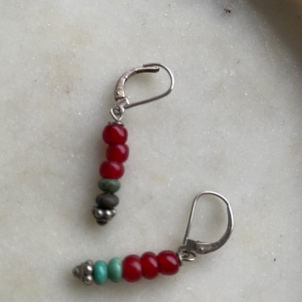 FUN carnelian and magnesite dainty handmade earrings